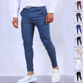Men's Slim Button Trousers Fashion Solid Office Versatile Long Pencil Pants