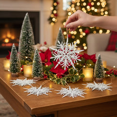 6PCS Set 6.1in Snowflake Christmas Hanging Ornaments Tree Hangers Rustic Metal Christmas Tree Decorations Holiday Party Supplies